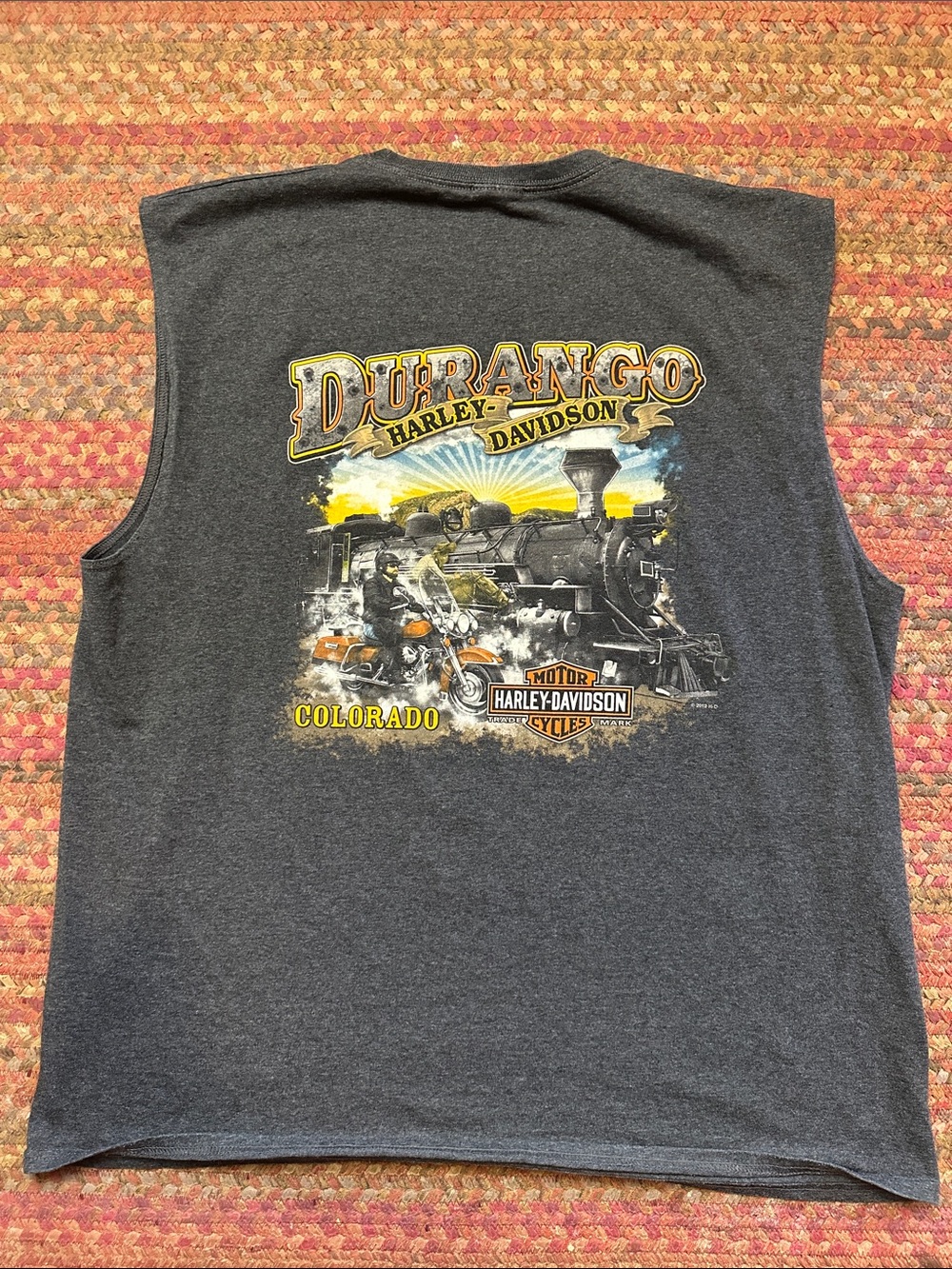 DURANGO COLORADO Harley-Davidson GREY Sleeveless TRAIN MOTORCYCLE Graphic Tank